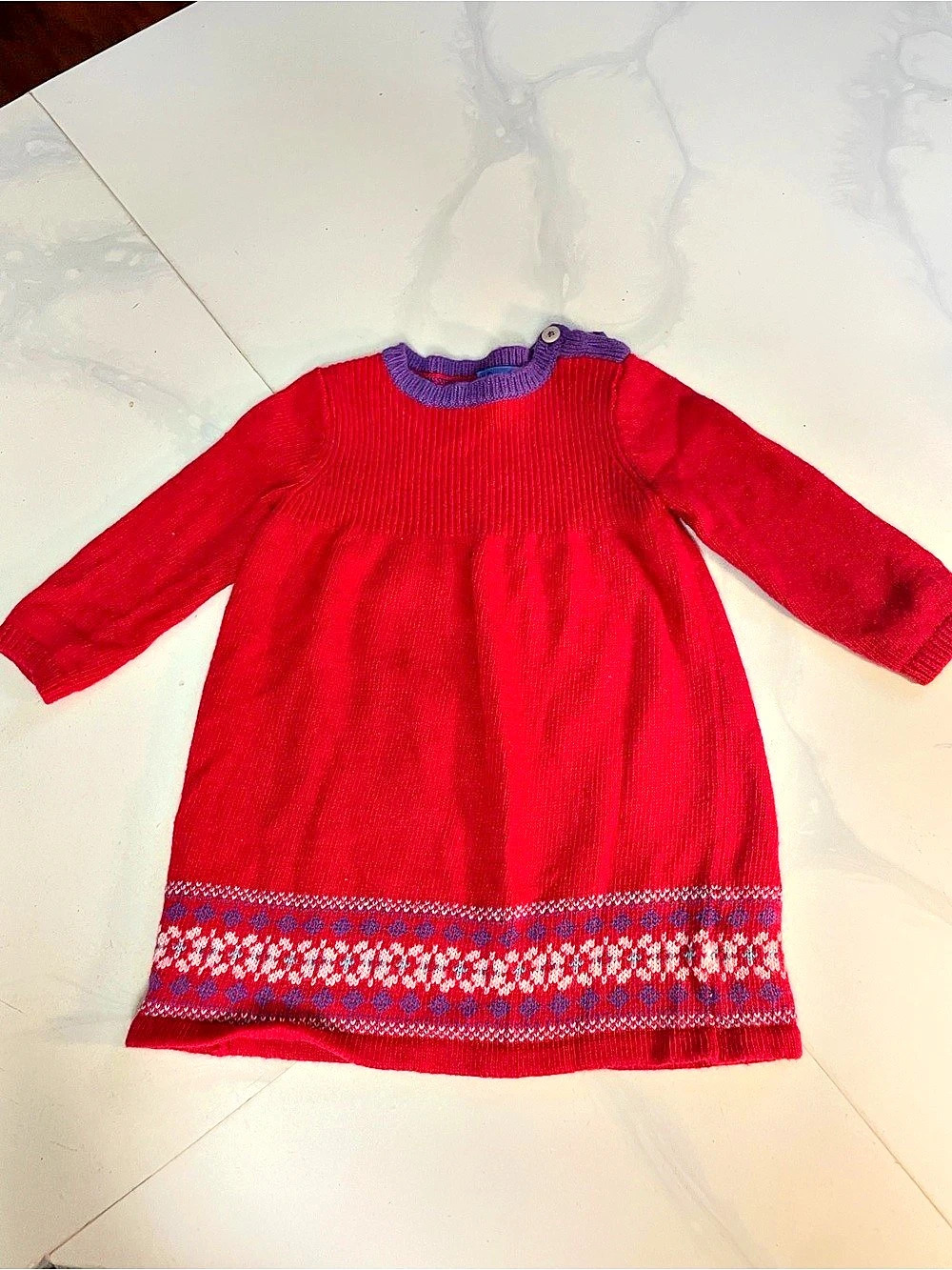 Baby Boden Baby Girls' Knit Dress Red Purple Size 12-18 Months